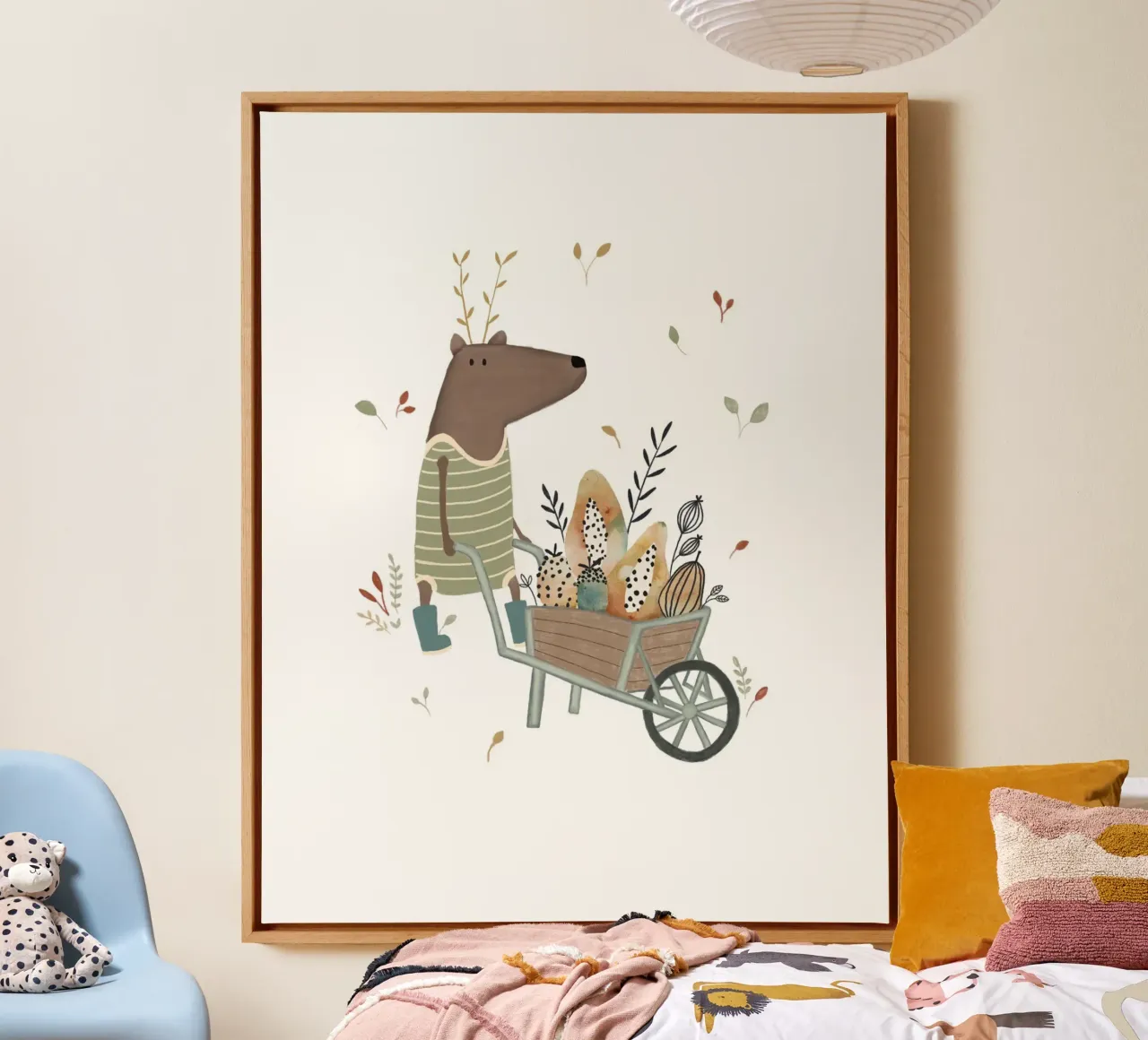 Grillige herfst beer kunstdruk canvas met Baklijst van Urchin Bay Art