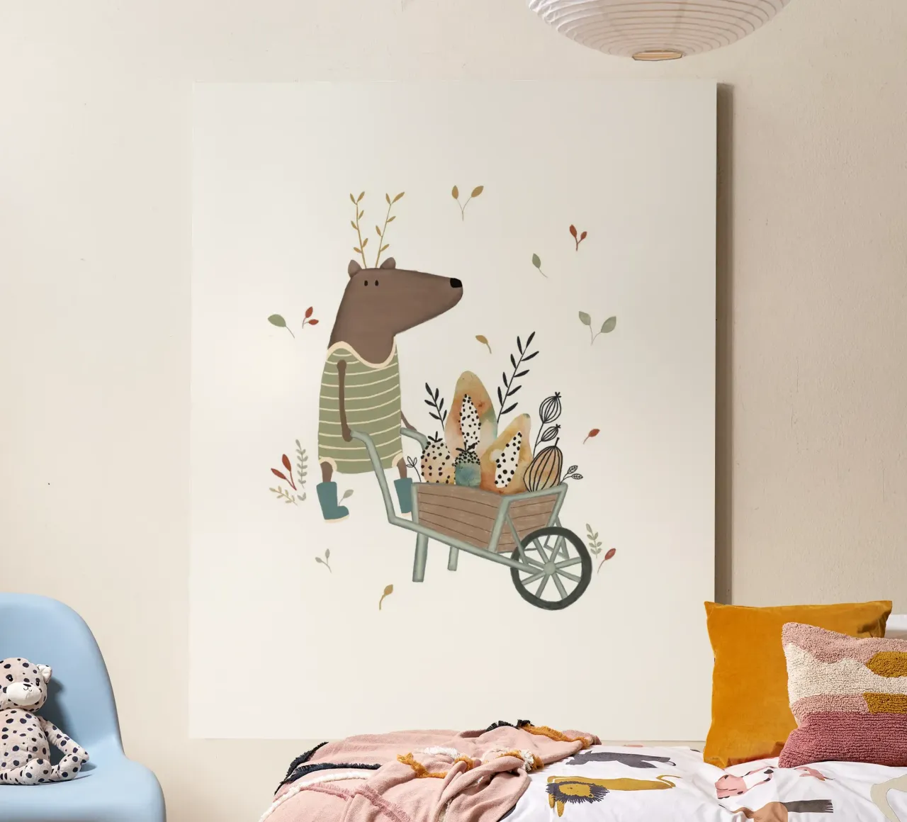Grillige herfst beer kunstdruk canvas met Baklijst van Urchin Bay Art
