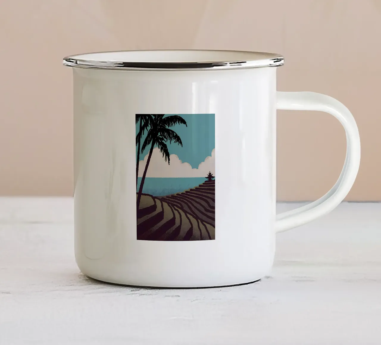Vista sulla risaia tazza in smalto da SOUL SHOP