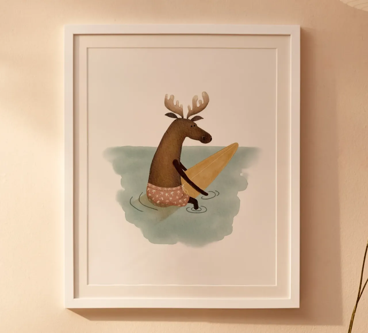 Whimsical Surfing Moose kunstdruk hahnemühle van Urchin Bay Art
