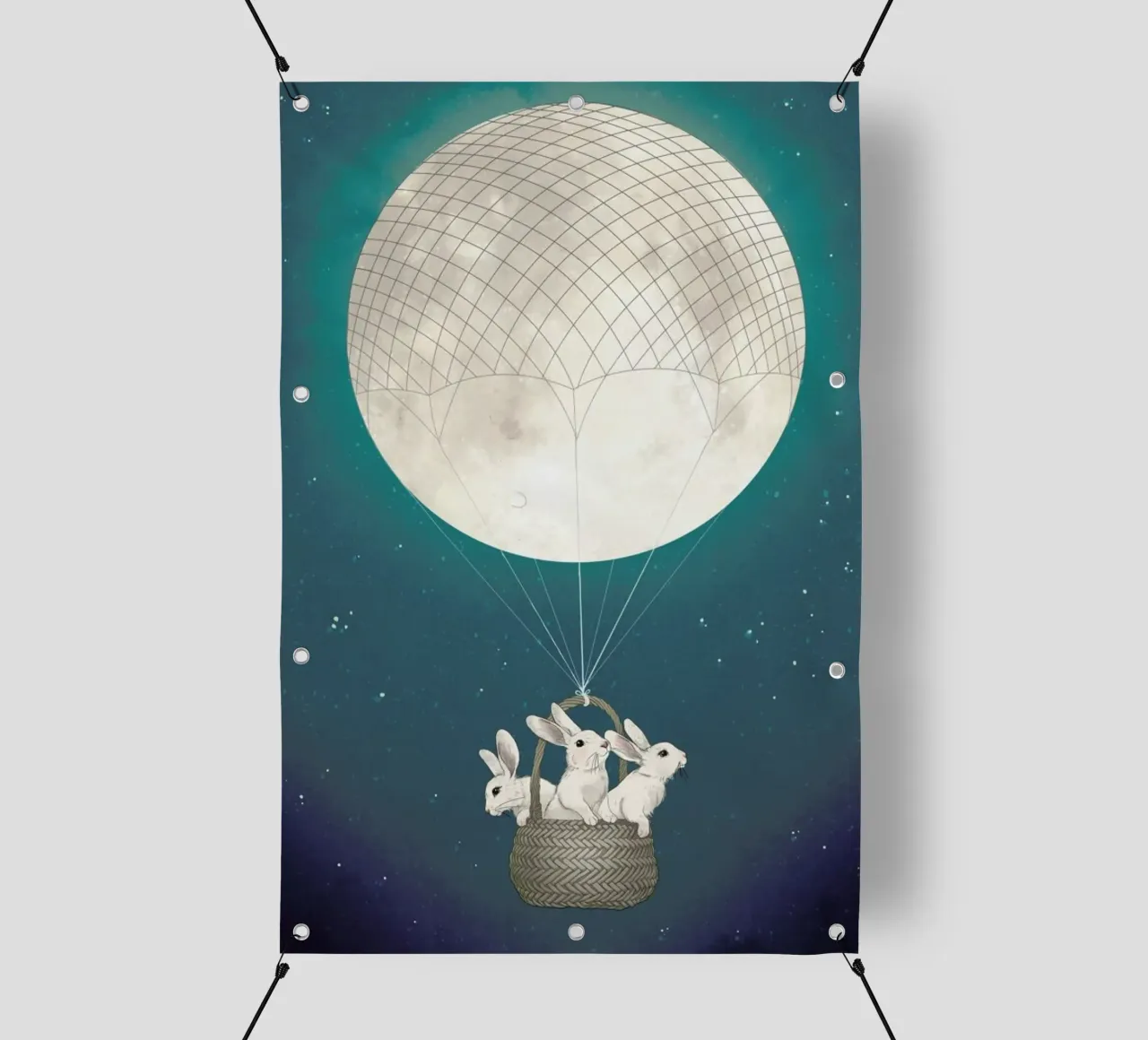 Moon Bunnies telo in pvc da Laura Graves