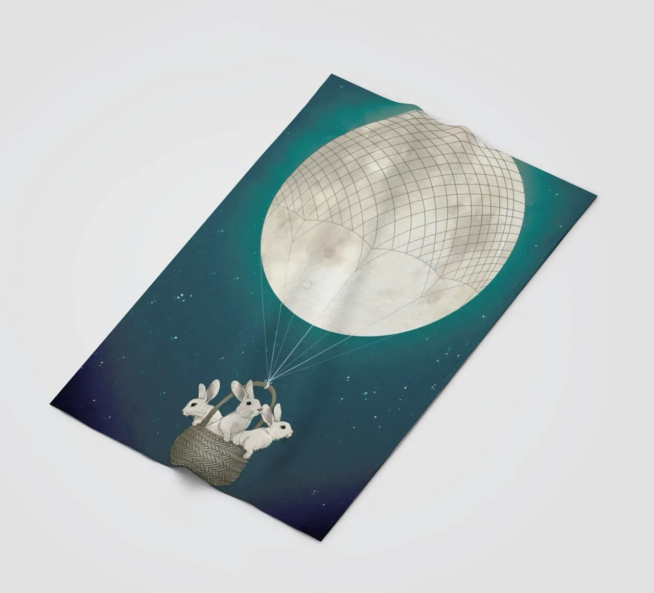 Moon Bunnies fleece blanket by Laura Graves