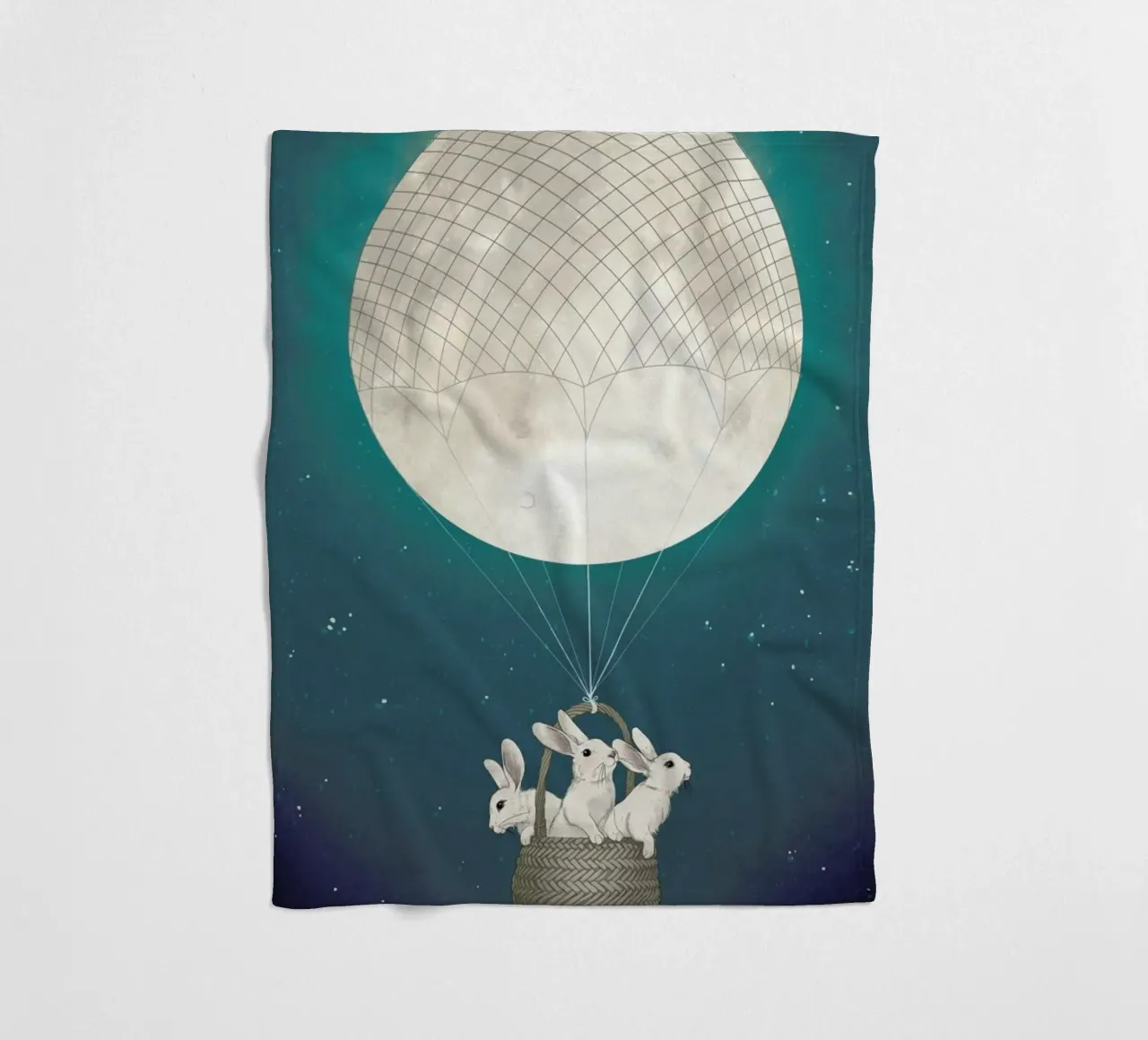 Moon Bunnies fleece blanket by Laura Graves