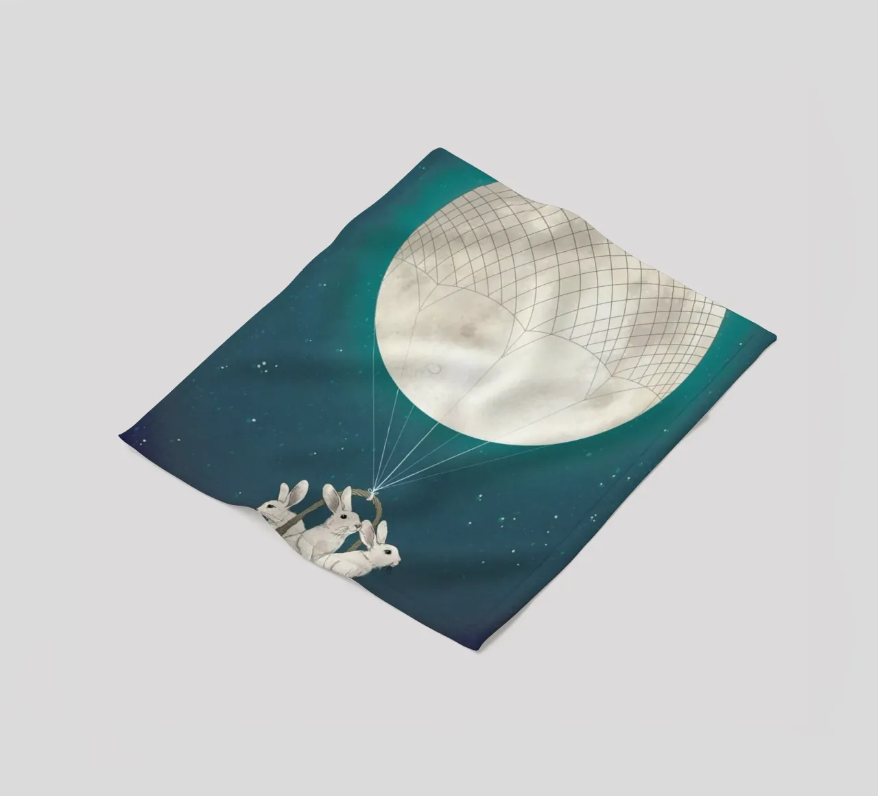 Moon Bunnies fleece blanket by Laura Graves