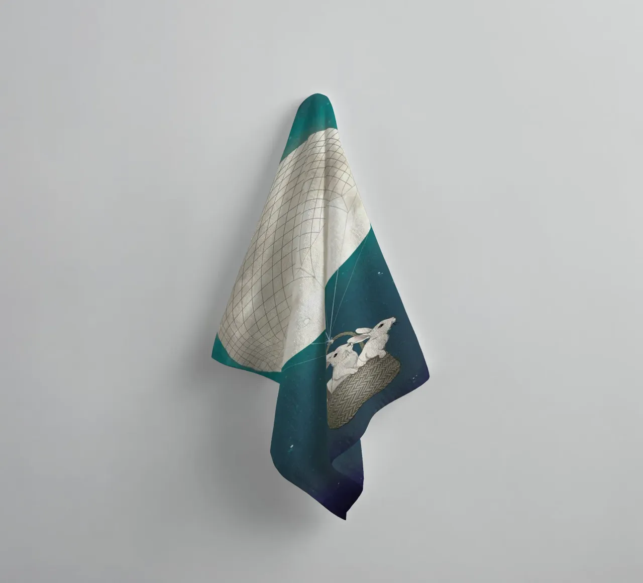 Moon Bunnies towel by Laura Graves