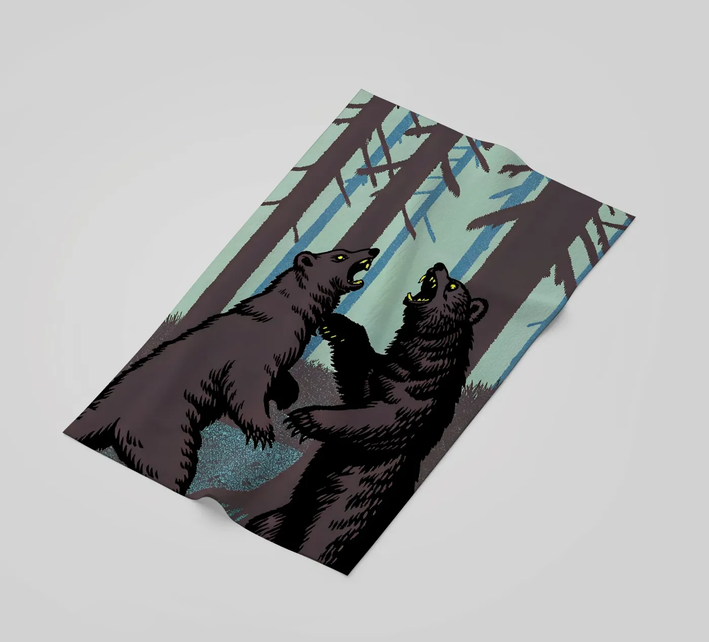 Bear Fighting beach towel by SOUL SHOP