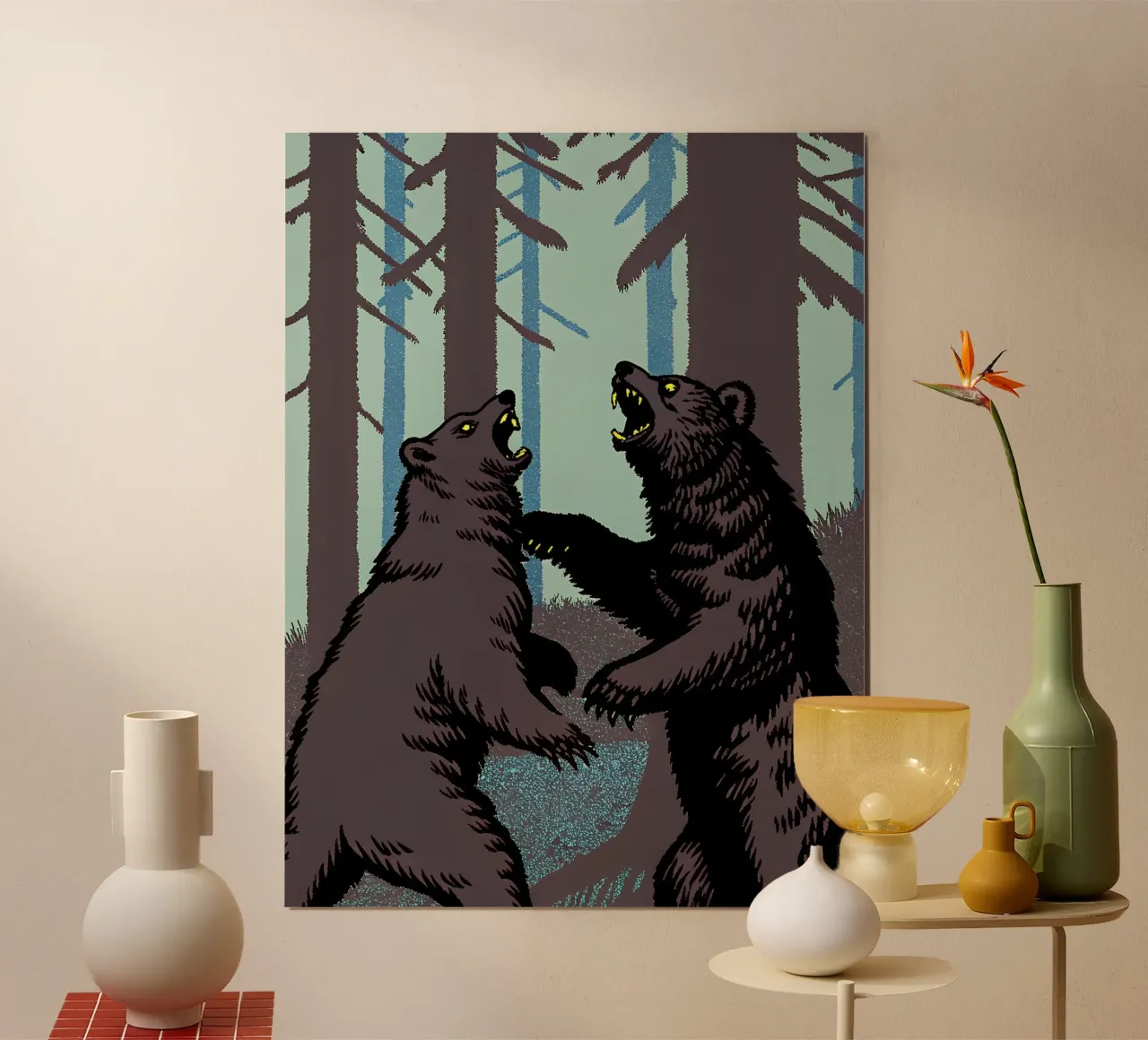Bear Fighting poster by SOUL SHOP