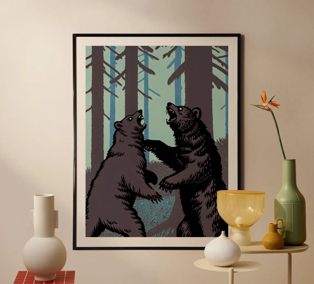 Bear Fighting poster by SOUL SHOP