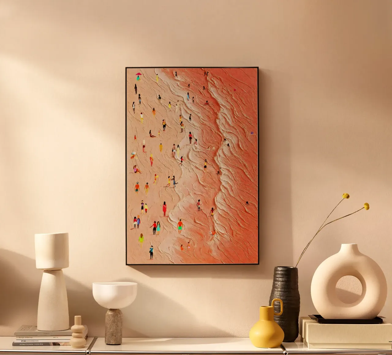 Waves and life 2: Impressionist beach landscape alu-dibond by Kunst und Kontrast