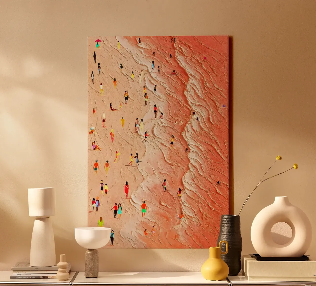 Golven en leven 2: Impressionistisch strandlandschap canvas van Kunst und Kontrast