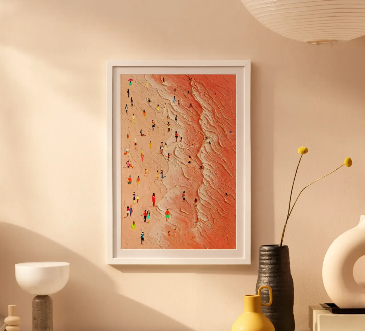 Golven en leven 2: Impressionistisch strandlandschap poster met aluminium frame van Kunst und Kontrast