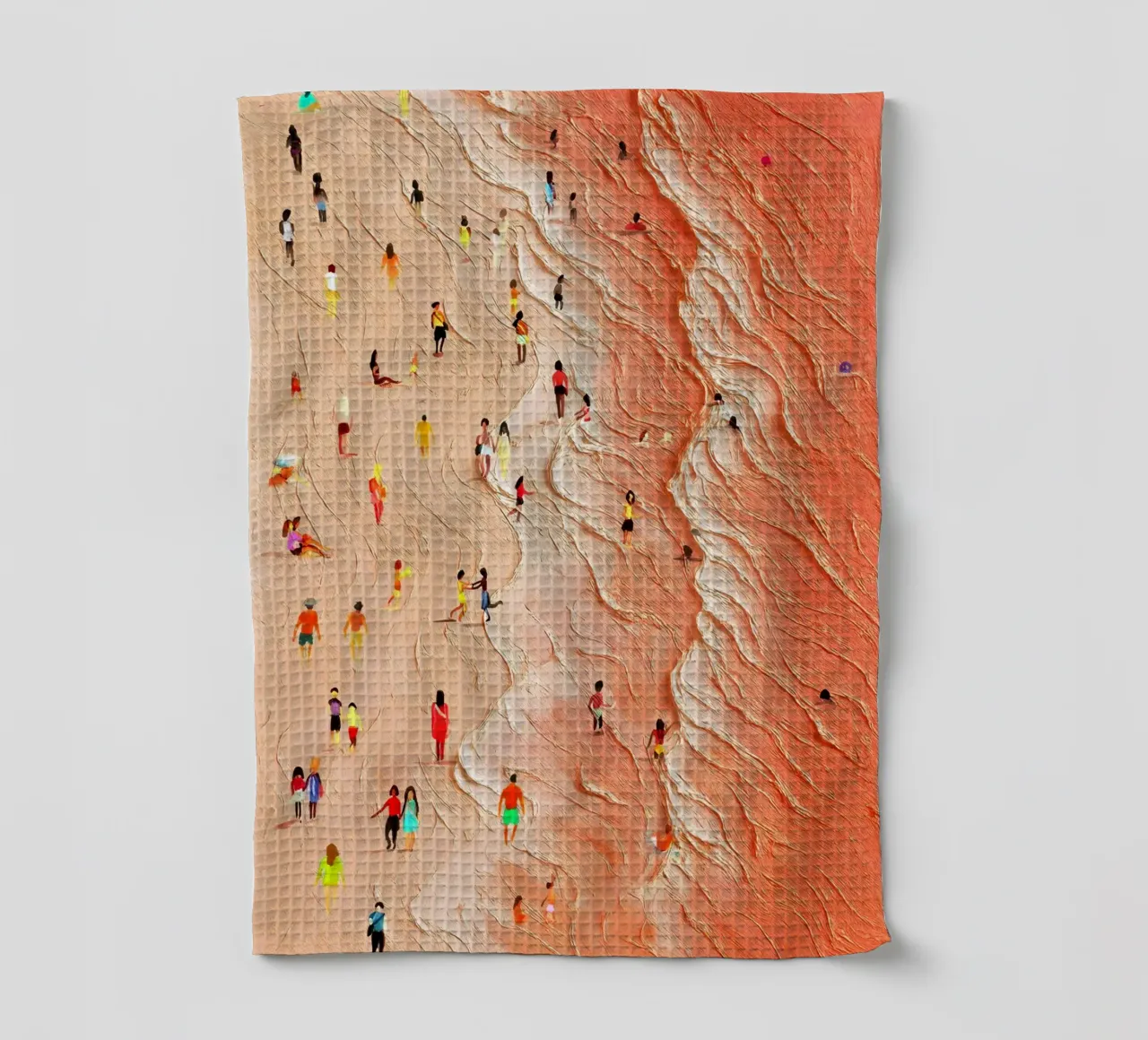 Golven en leven 2: Impressionistisch strandlandschap theedoek van Kunst und Kontrast