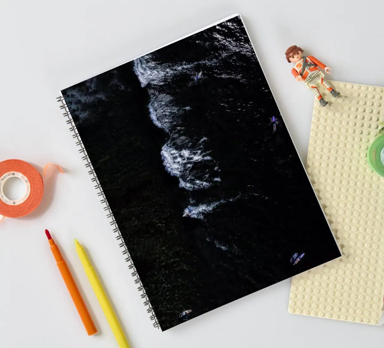 Counting Surfers & Waves spiral notebook by Studio Nahili