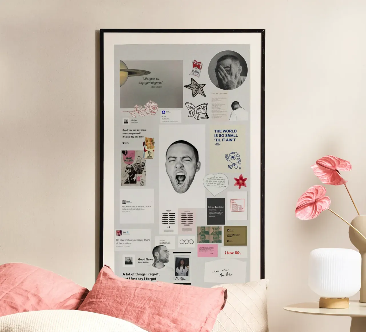 hip hop con bordi morbidi poster con telaio in legno da bkow