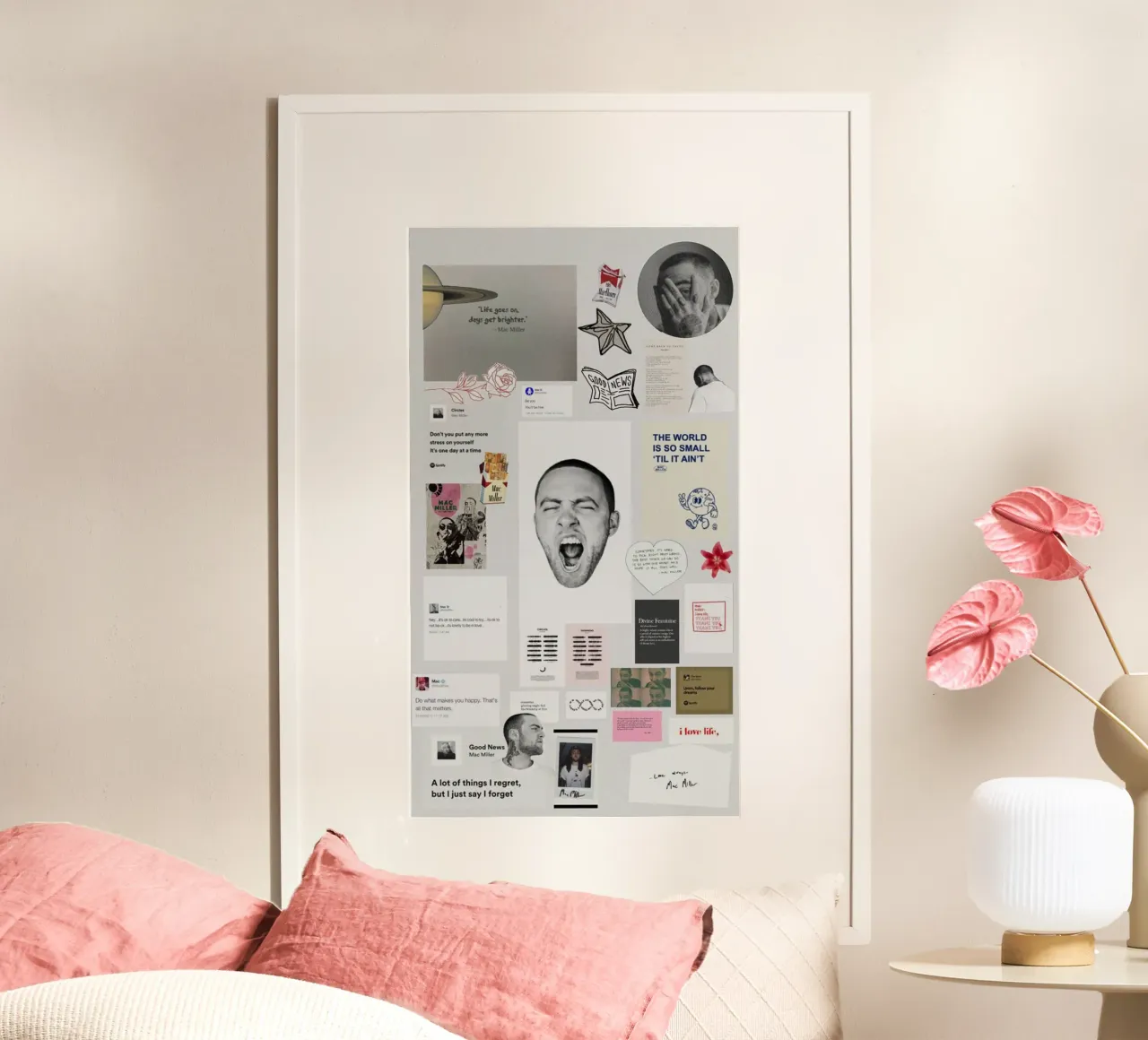 hip hop con bordi morbidi poster con telaio in legno da bkow