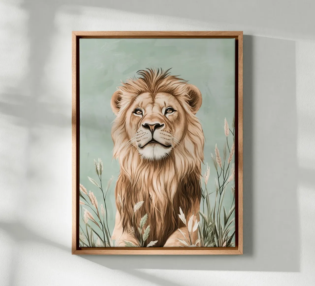 Lion majestueux dans un souffle de verdure canvas van Moodwall