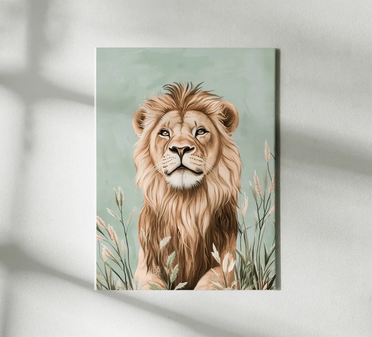 Lion majestueux dans un souffle de verdure canvas by Moodwall