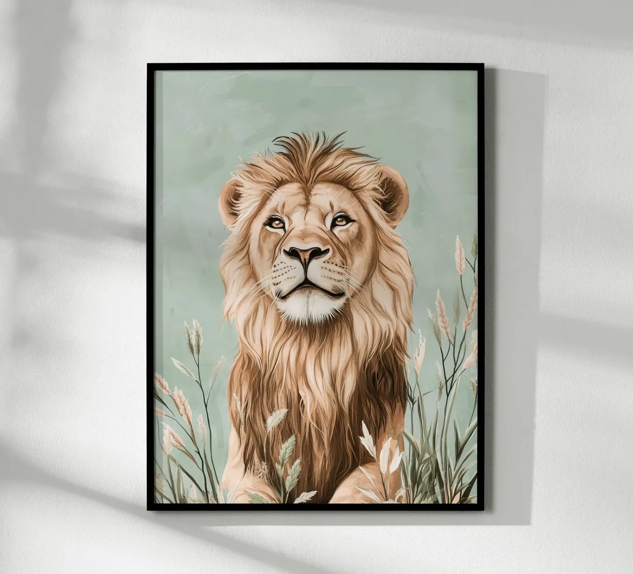 Lion majestueux dans un souffle de verdure poster by Moodwall
