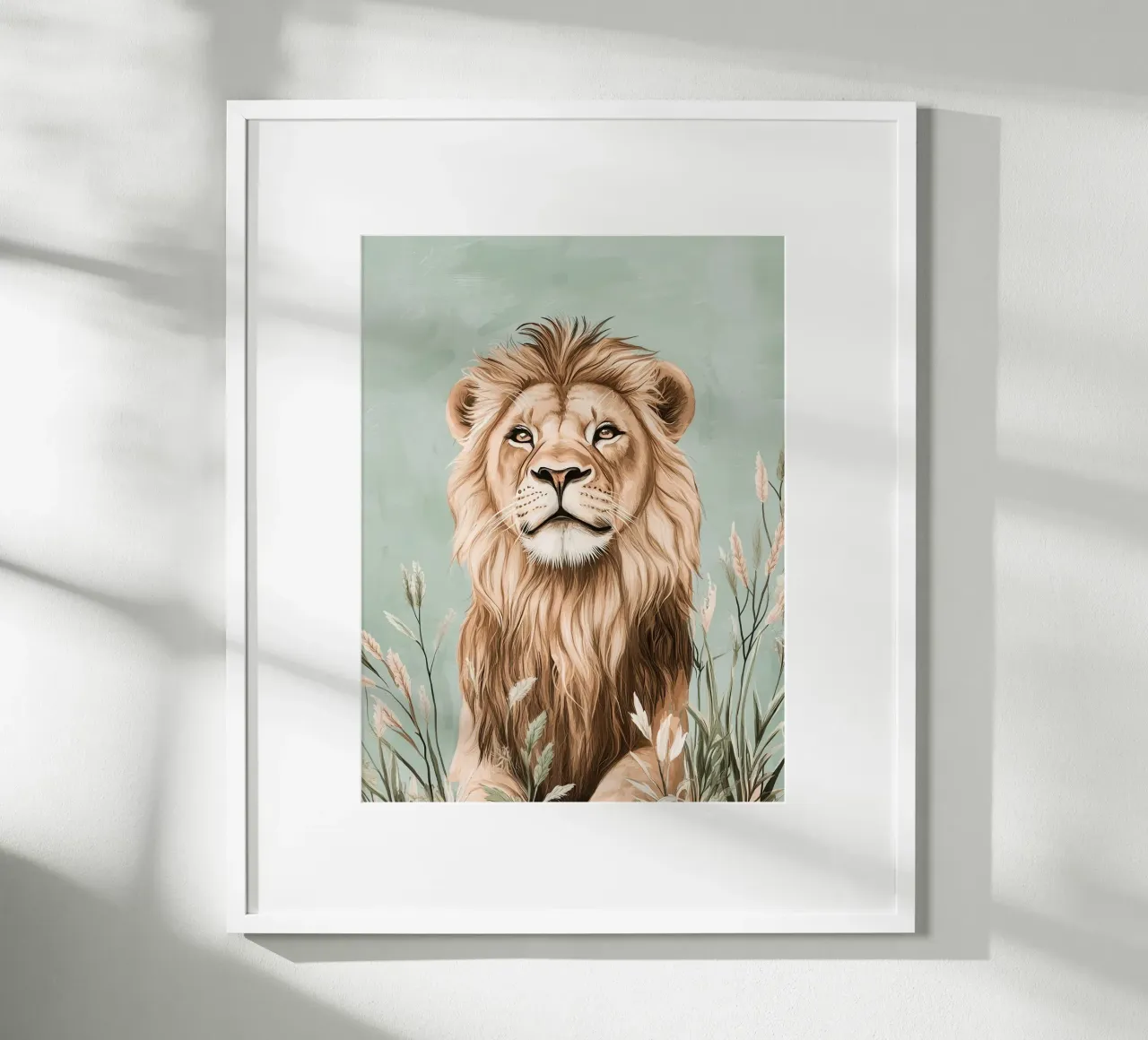 Lion majestueux dans un souffle de verdure poster by Moodwall