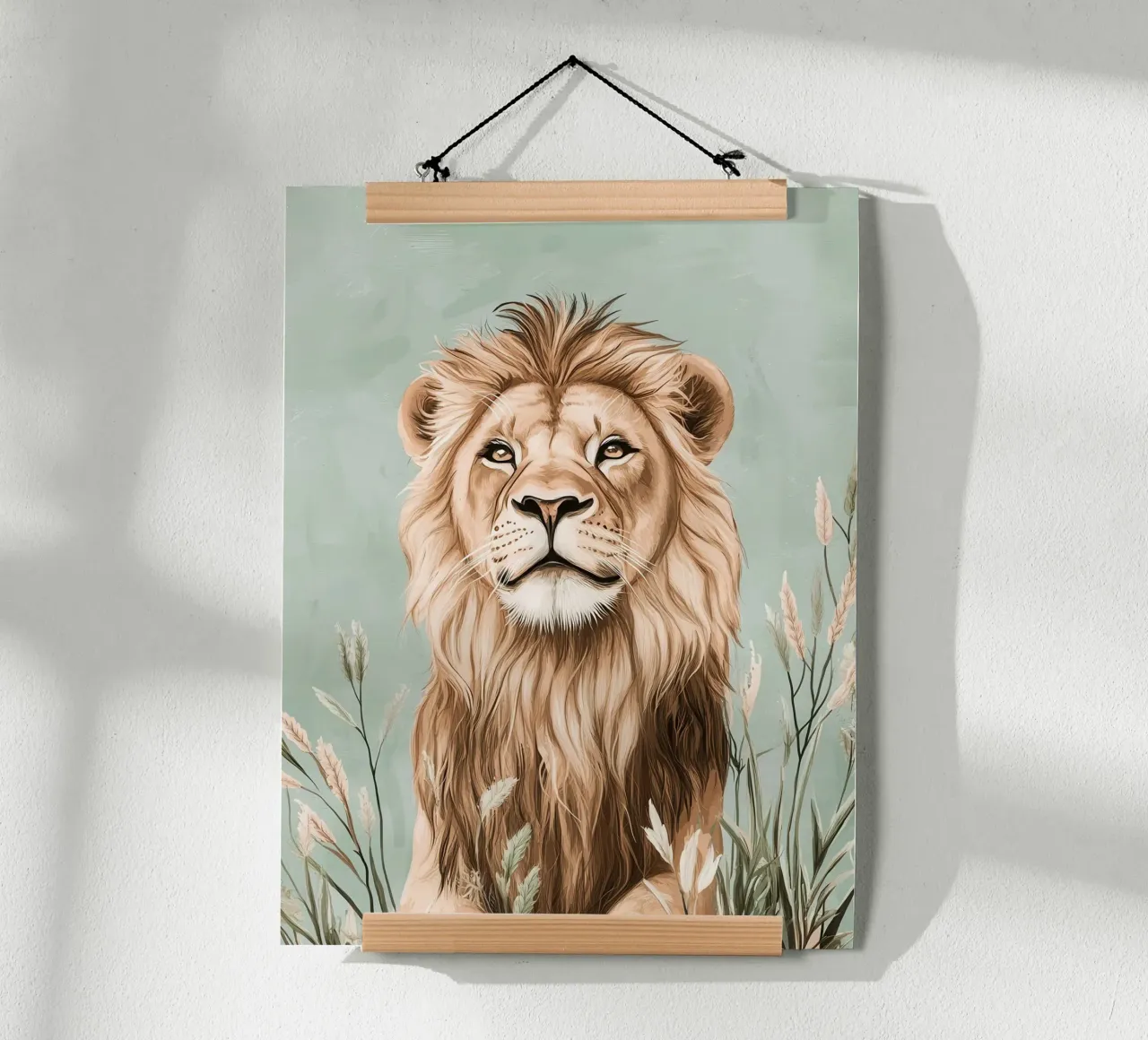 Lion majestueux dans un souffle de verdure poster by Moodwall