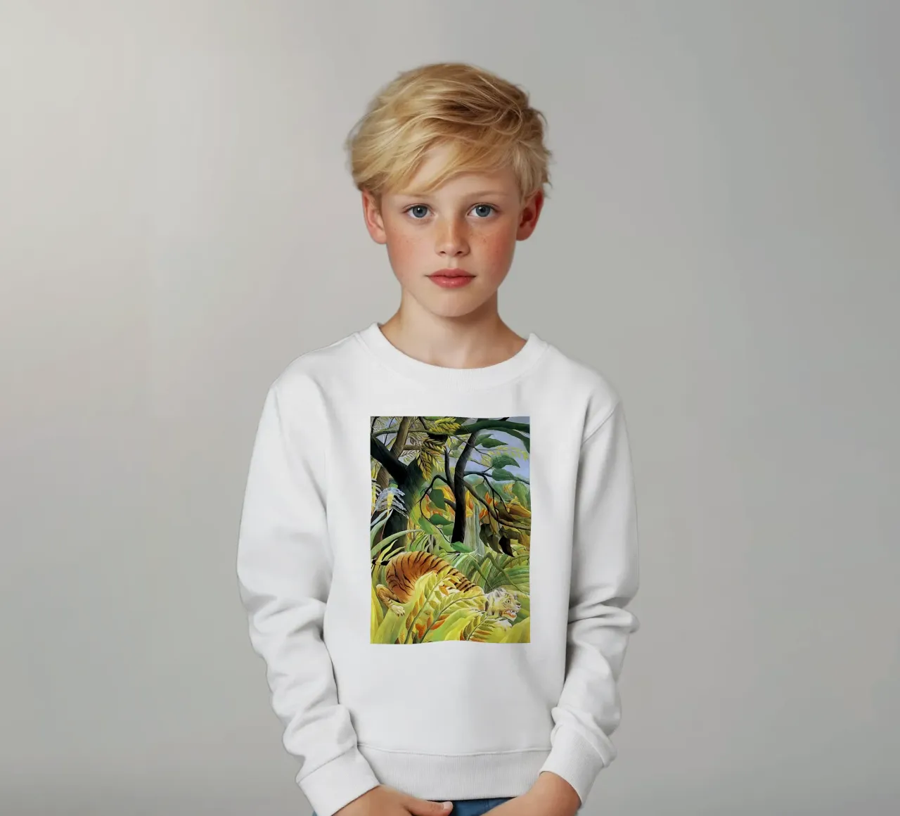 Tigre in una tempesta tropicale di Henri Rousseau felpa bambino da tokovictory