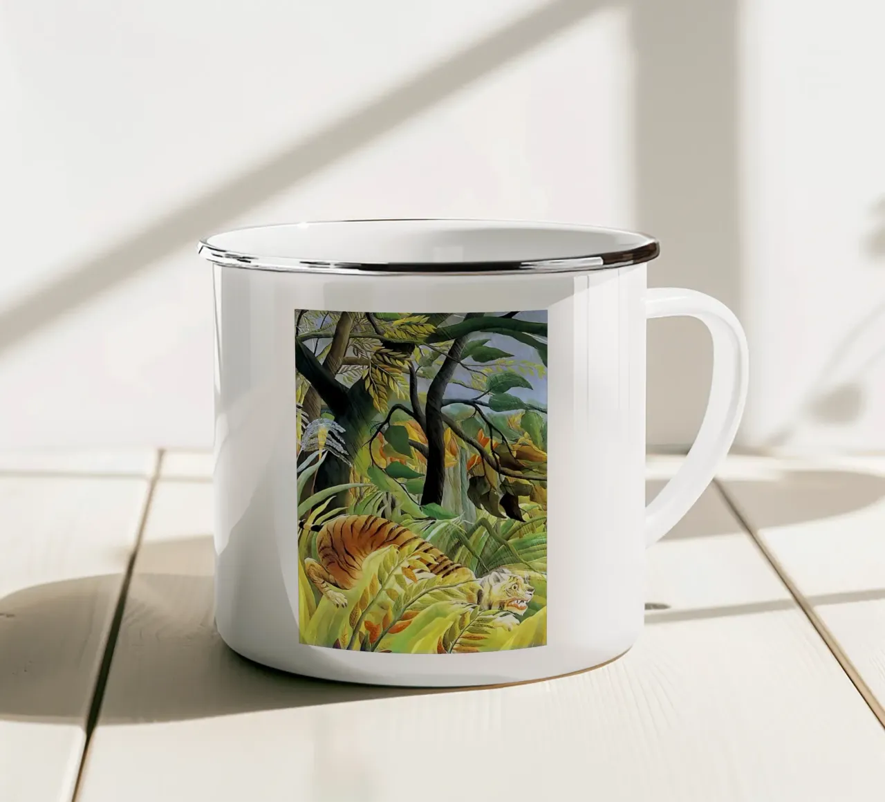 Tigre in una tempesta tropicale di Henri Rousseau tazza in smalto da tokovictory