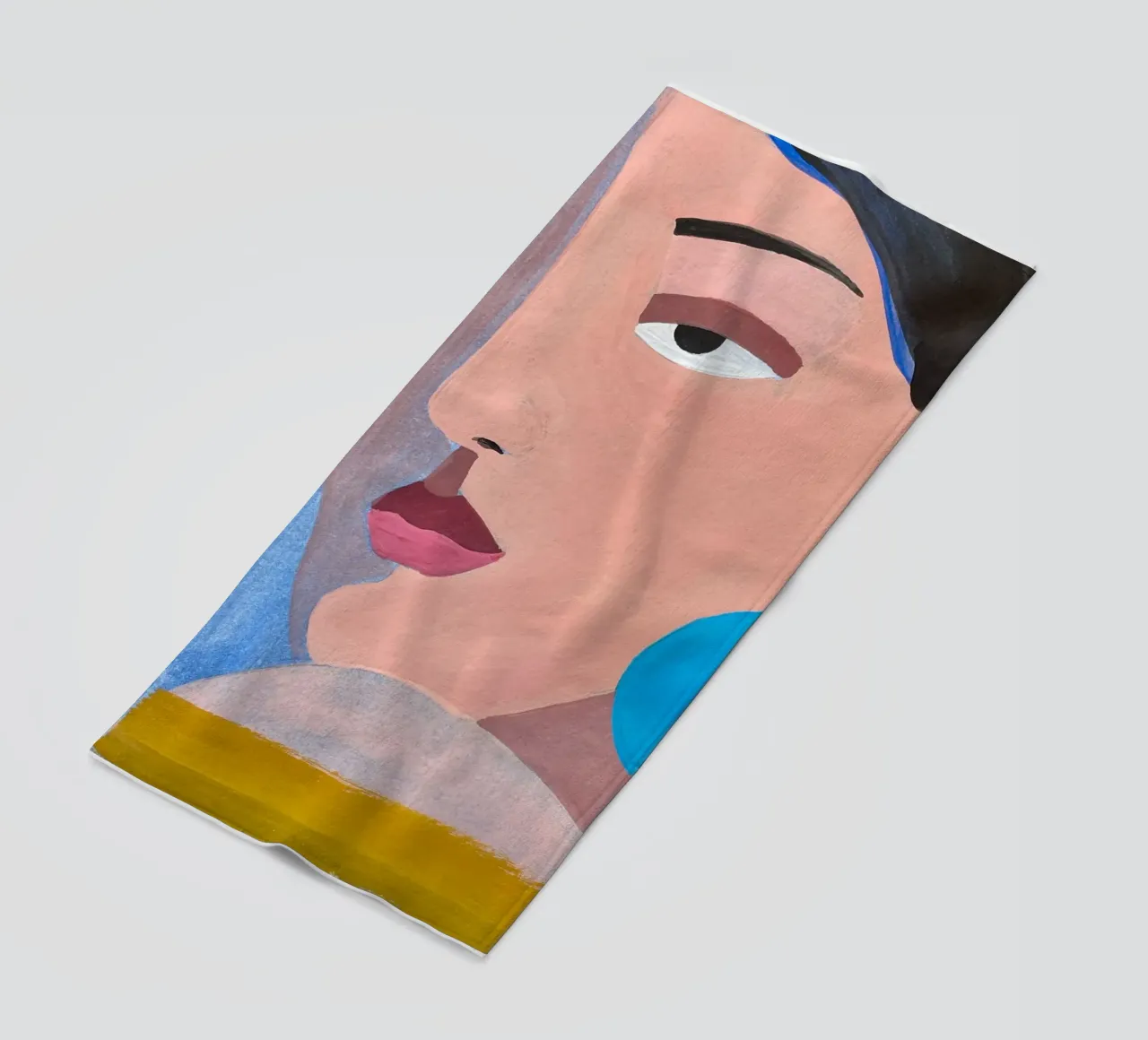 Portrait Blue Earring beach towel by Isabel Junghans-Bichler