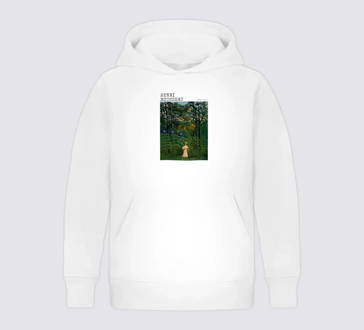 Donna che cammina in una foresta esotica di Henri Rousseau felpa bambino con cappuccio da tokovictory