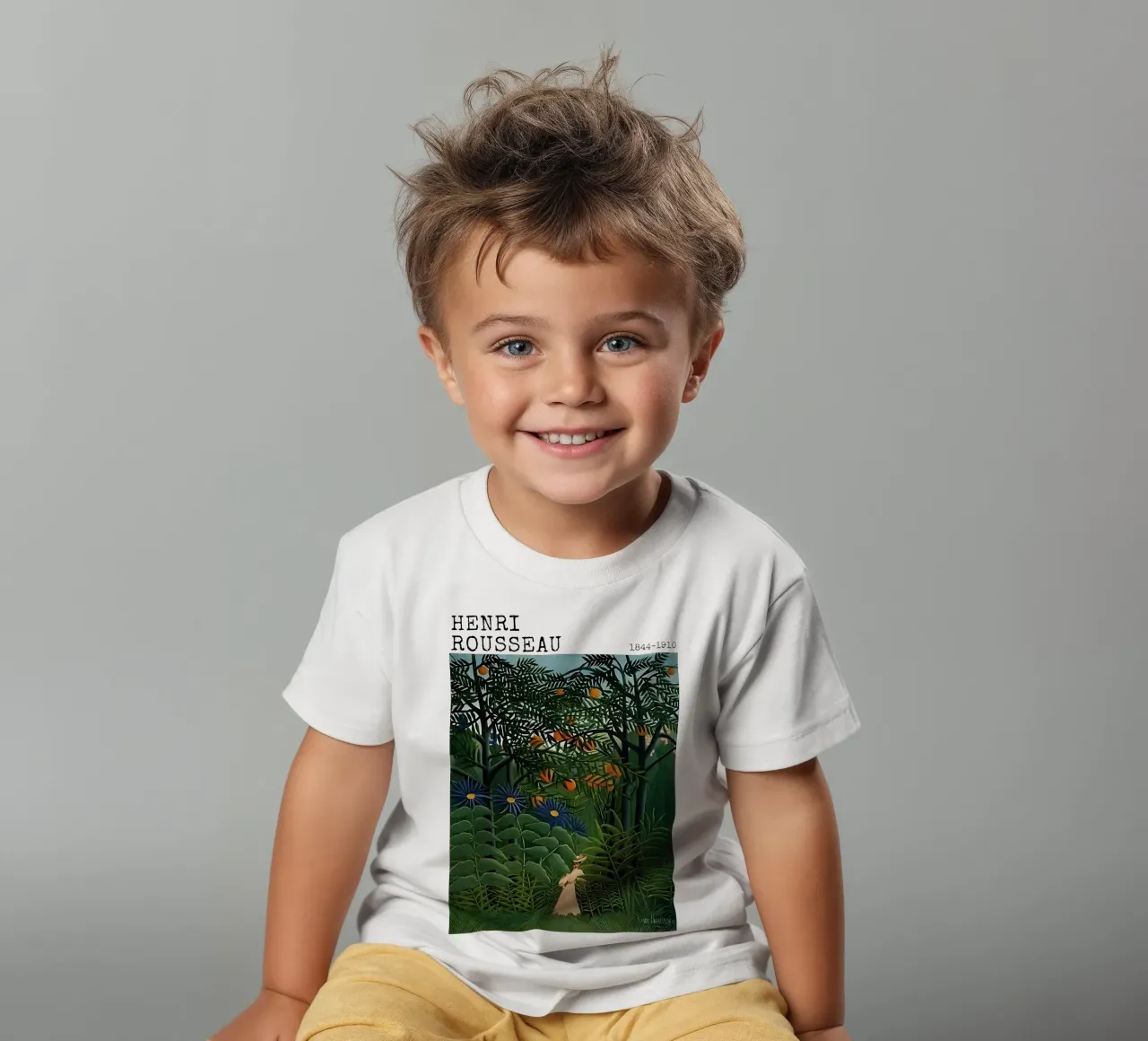 Donna che cammina in una foresta esotica di Henri Rousseau t-shirt bambini da tokovictory