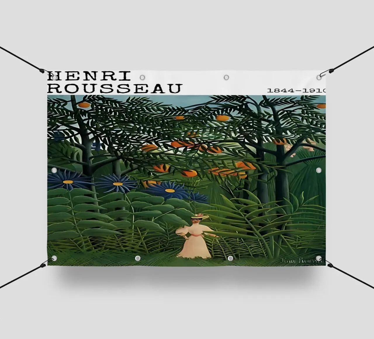 Donna che cammina in una foresta esotica di Henri Rousseau telo in pvc da tokovictory