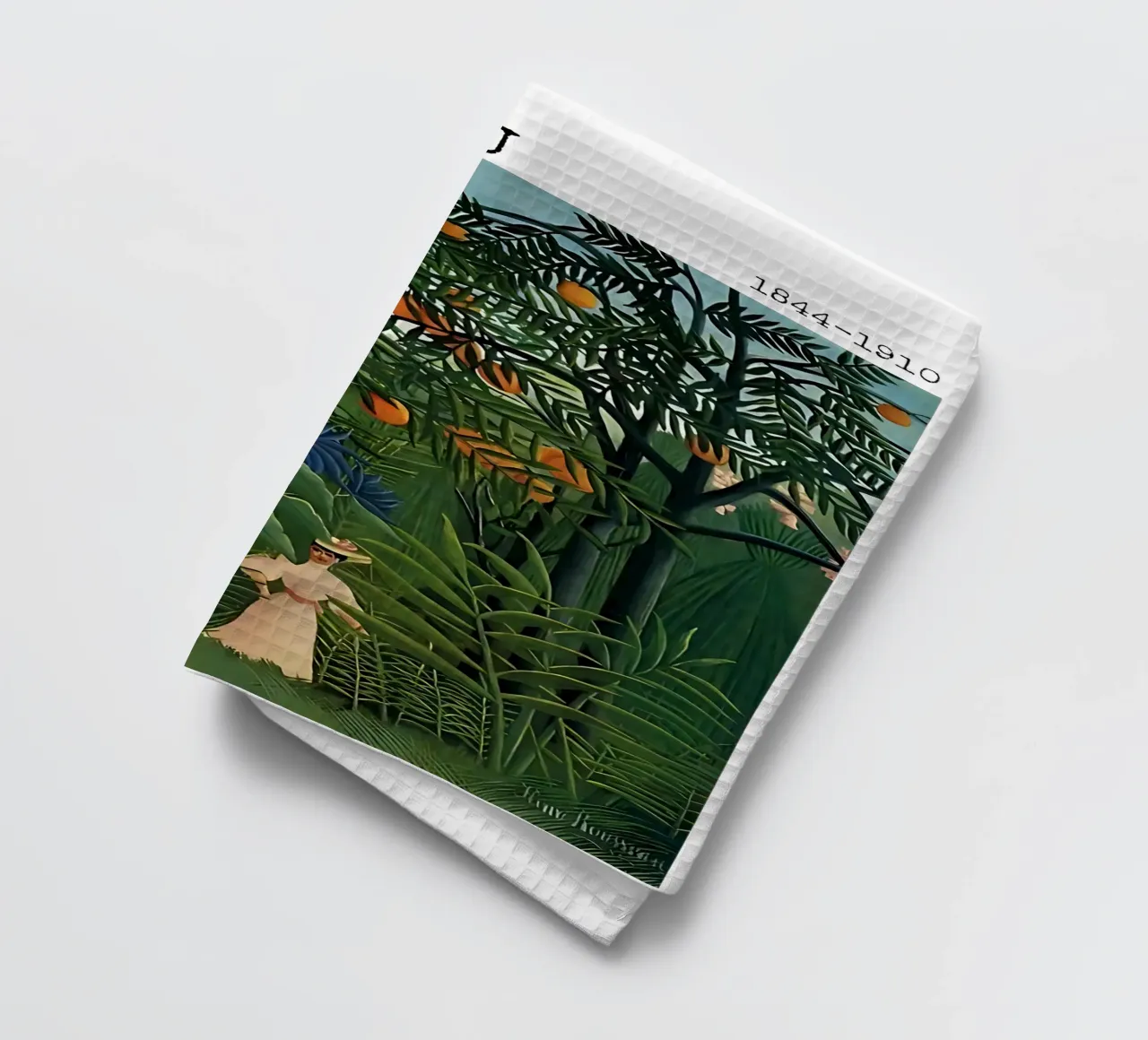 Donna che cammina in una foresta esotica di Henri Rousseau canovaccio da cucina da tokovictory