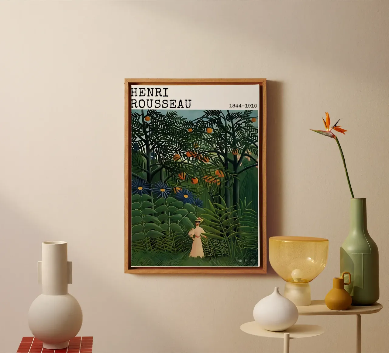 Donna che cammina in una foresta esotica di Henri Rousseau tela da tokovictory