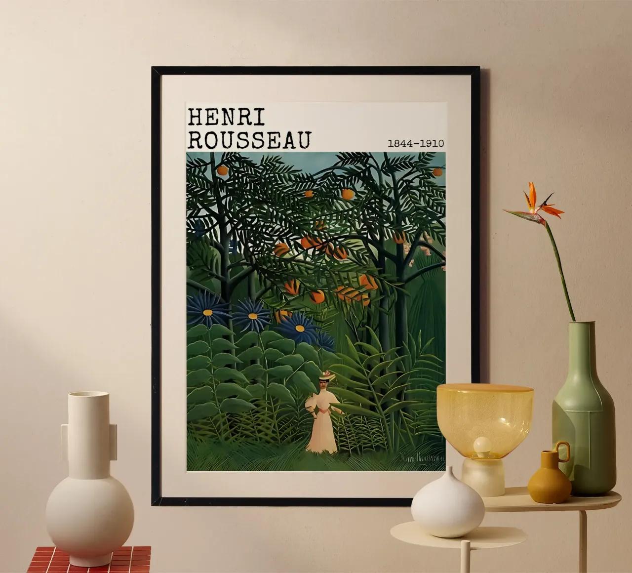 Donna che cammina in una foresta esotica di Henri Rousseau carta hahnemühle da tokovictory