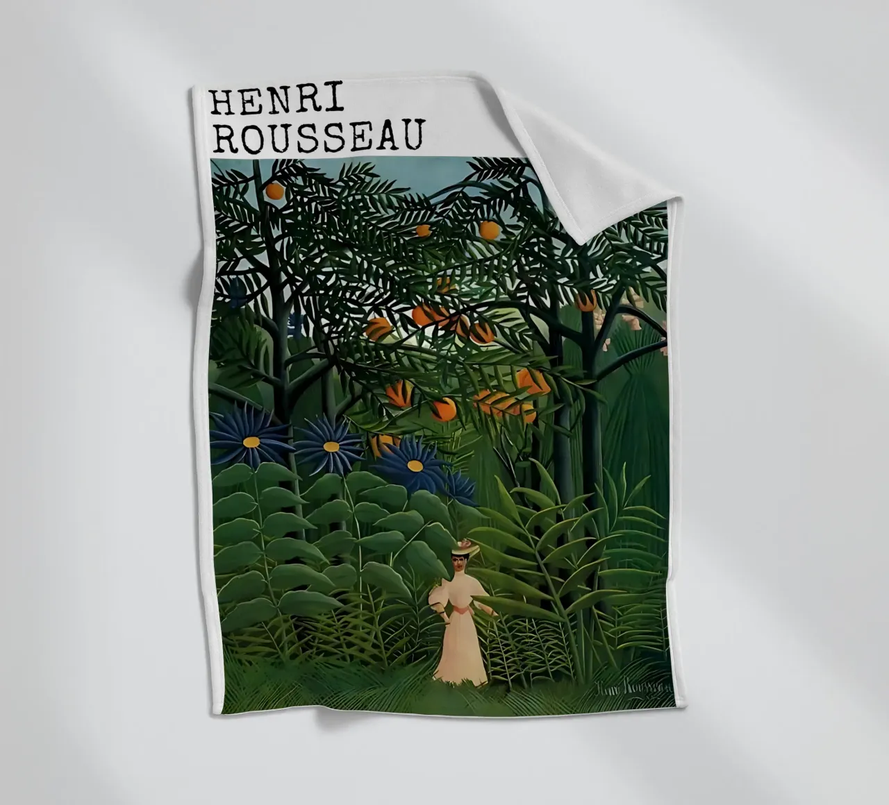 Donna che cammina in una foresta esotica di Henri Rousseau coperta in pile da tokovictory