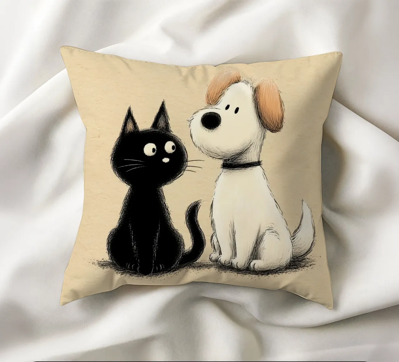 Cane e gatto cuscino da Carinaprint