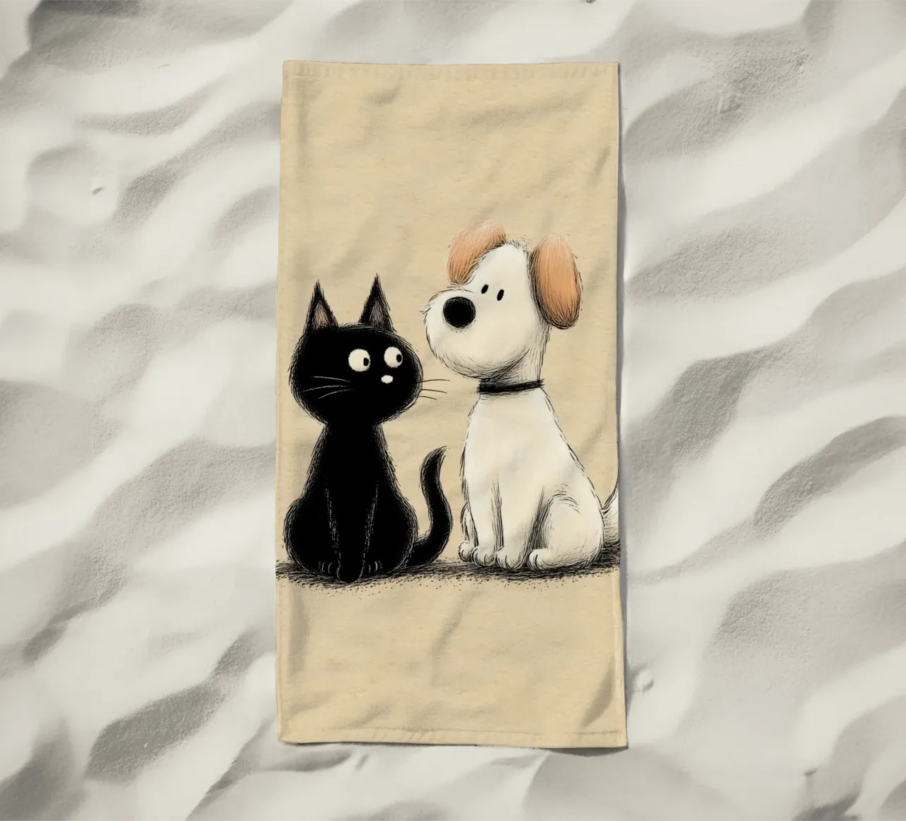 Cane e gatto telo mare da Carinaprint