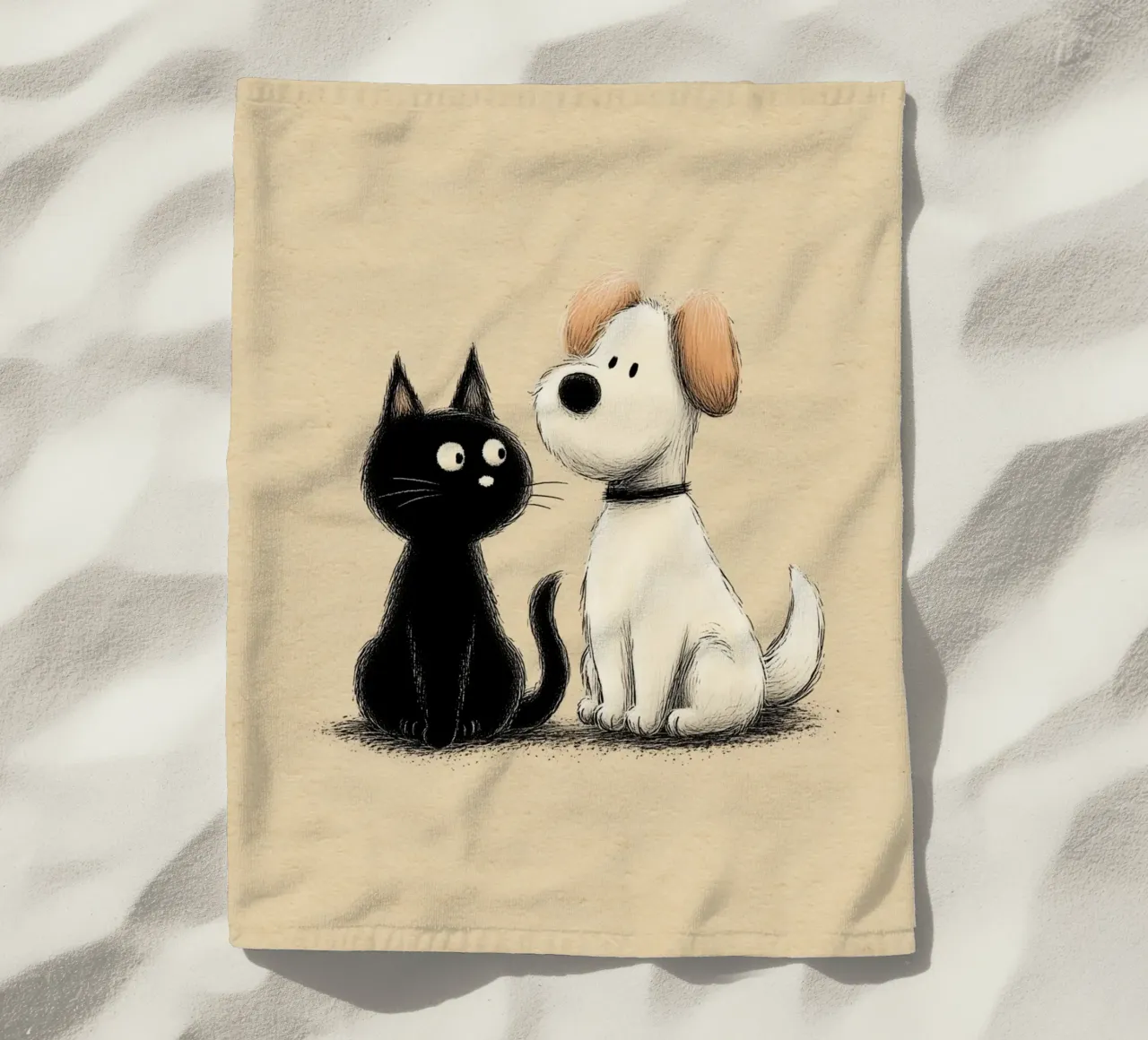 Cane e gatto telo mare da Carinaprint