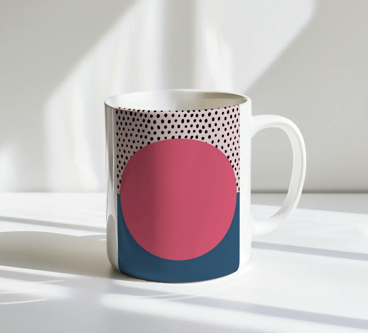 Bauhaus Pop - Large circle with pattern background ceramic mug by Casa Calm