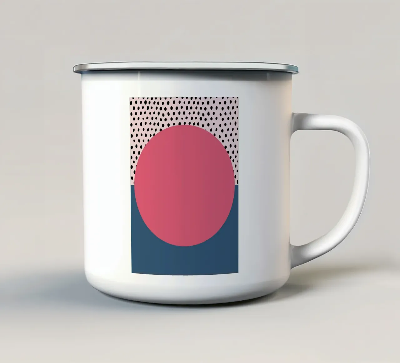 Bauhaus Pop - Large circle with pattern background enamel mug by Casa Calm