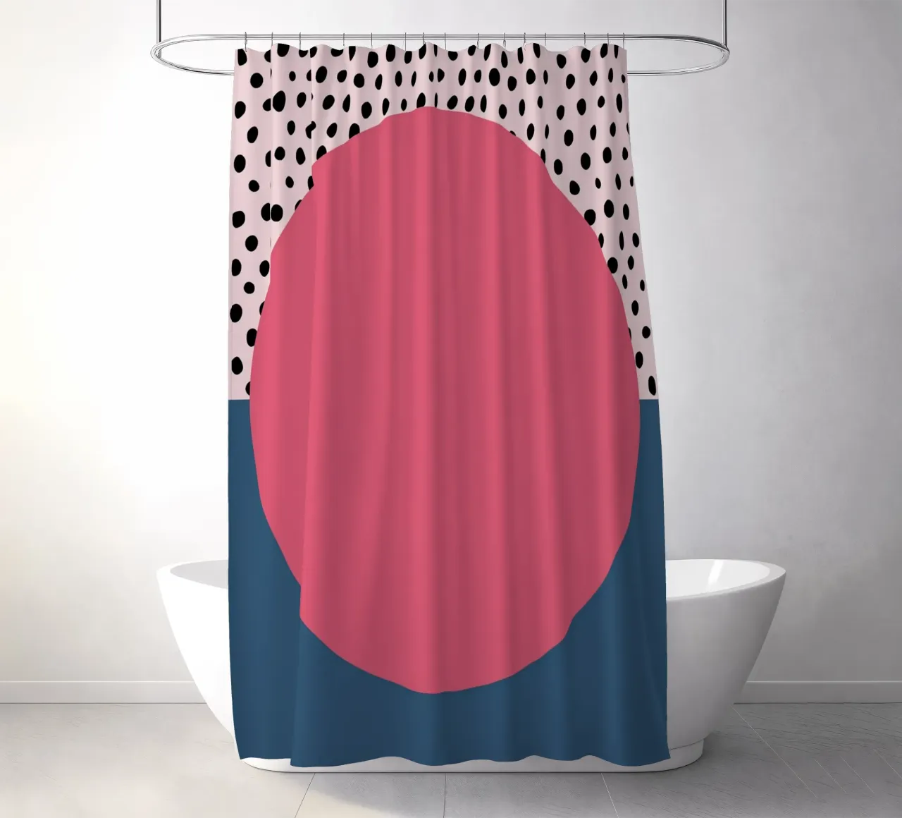 Bauhaus Pop - Large circle with pattern background shower curtain by Casa Calm