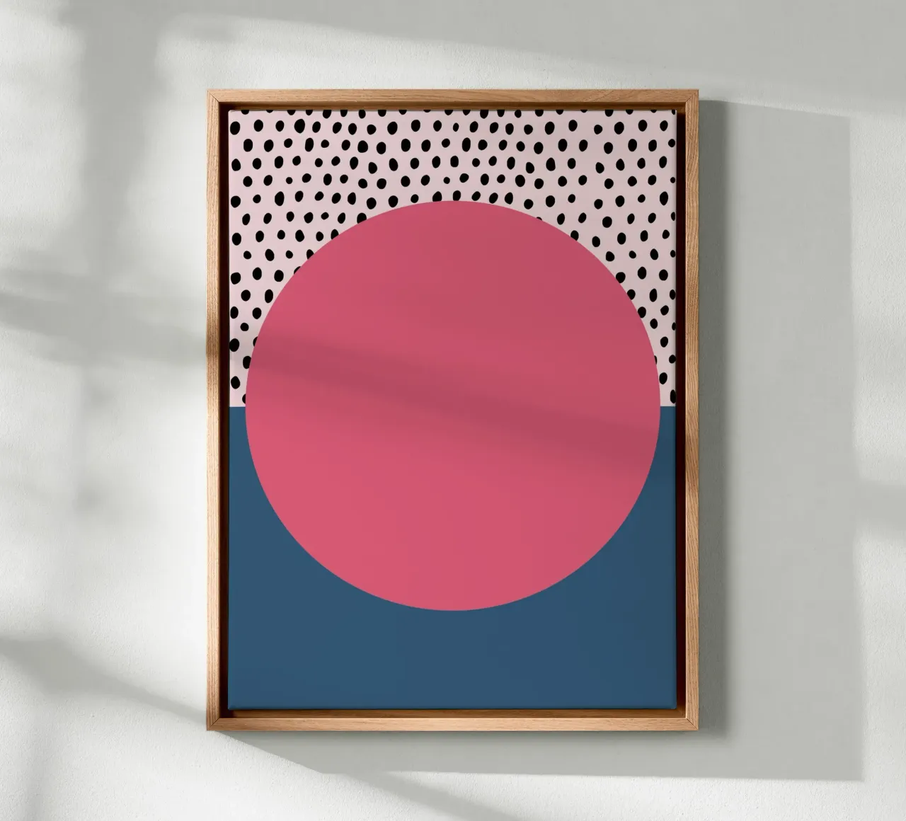 Bauhaus Pop - Large circle with pattern background canvas with Floater frame by Casa Calm
