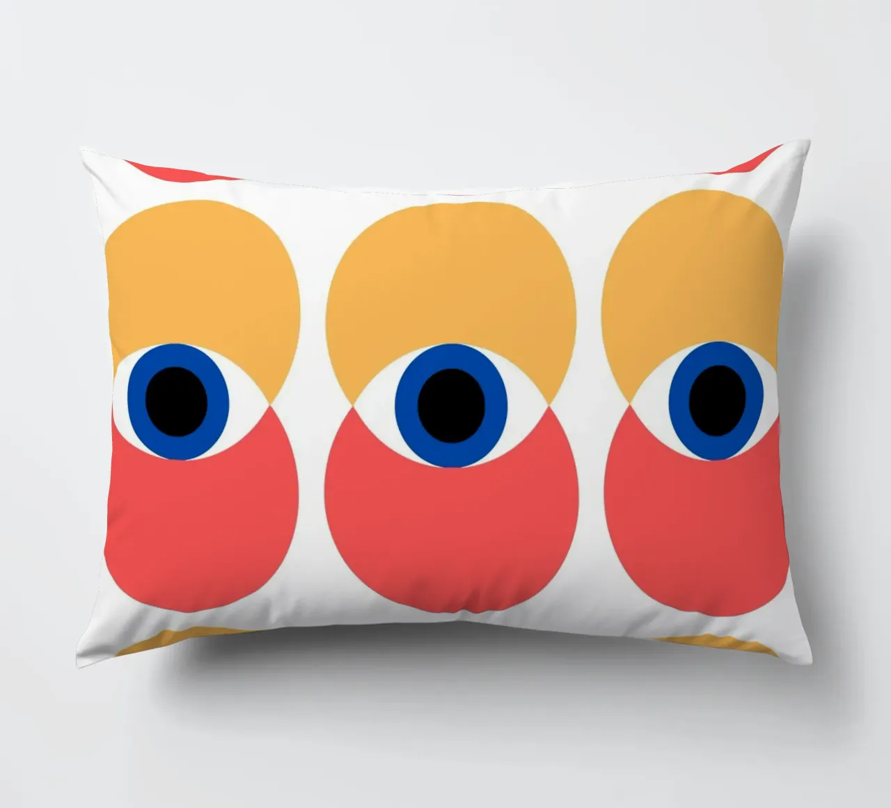 Bauhaus pattern - eyes and circles in bold colours decorative cushion by Casa Calm
