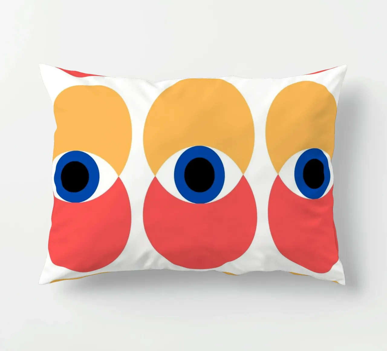 Bauhaus pattern - eyes and circles in bold colours decorative cushion by Casa Calm