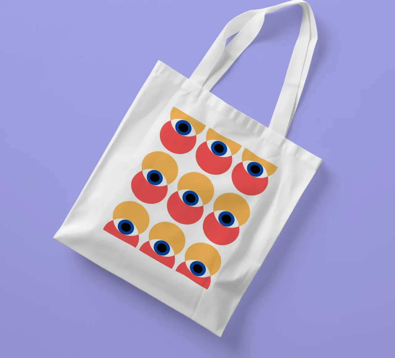Bauhaus pattern - eyes and circles in bold colours tote bag by Casa Calm