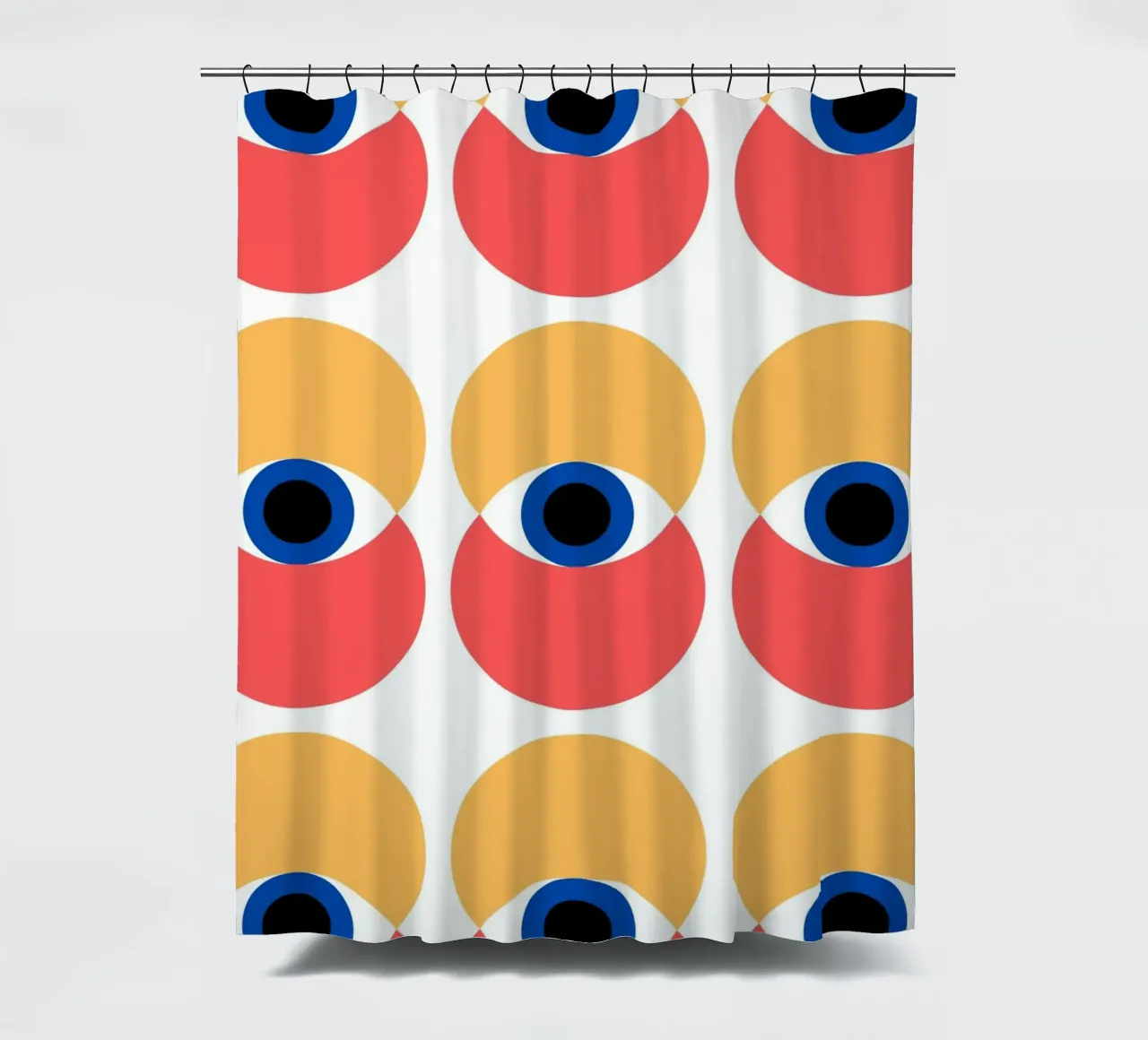 Bauhaus-patroon - ogen en cirkels in felle kleuren douchegordijn van Casa Calm
