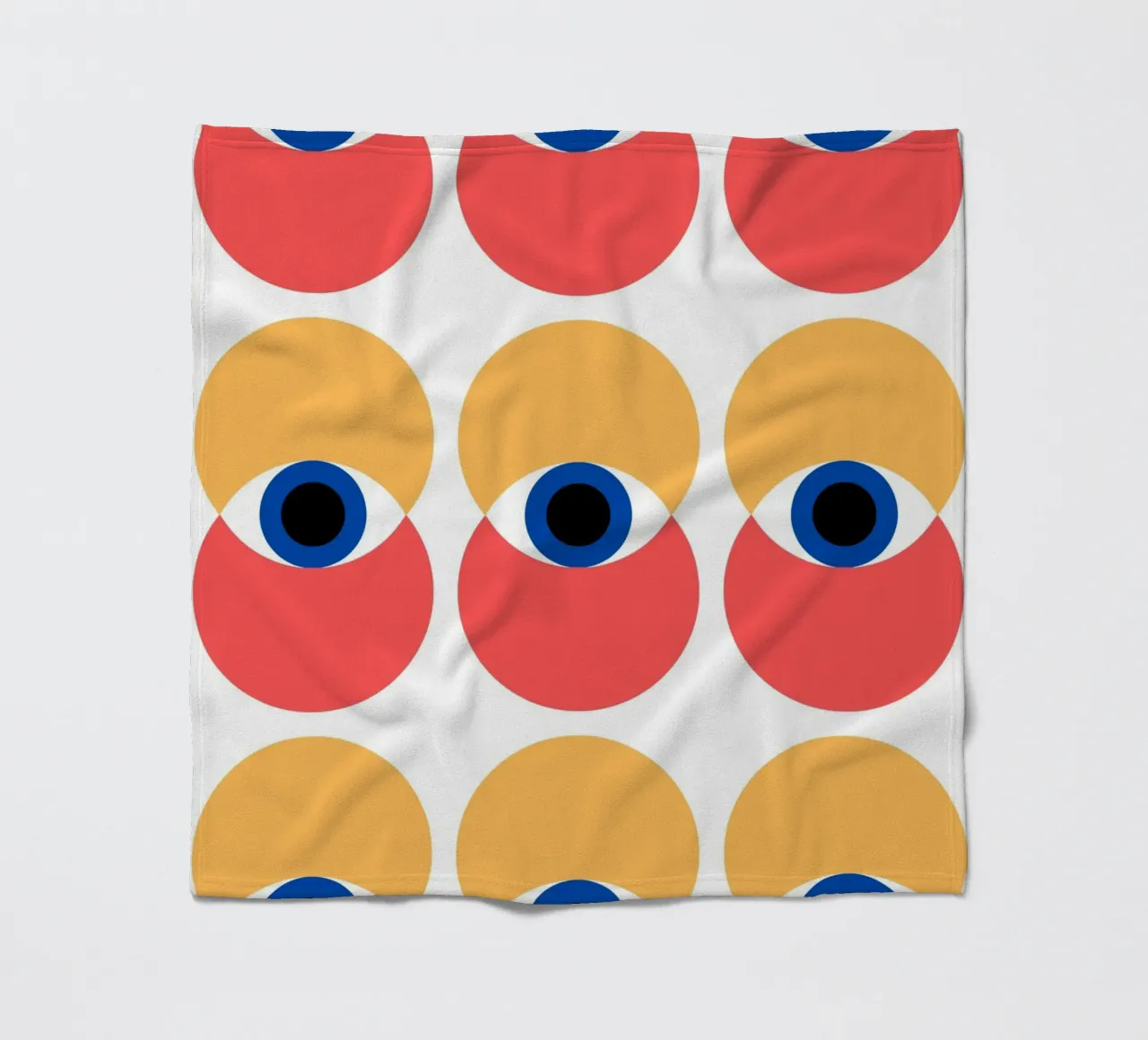 Bauhaus pattern - eyes and circles in bold colours fleece blanket by Casa Calm