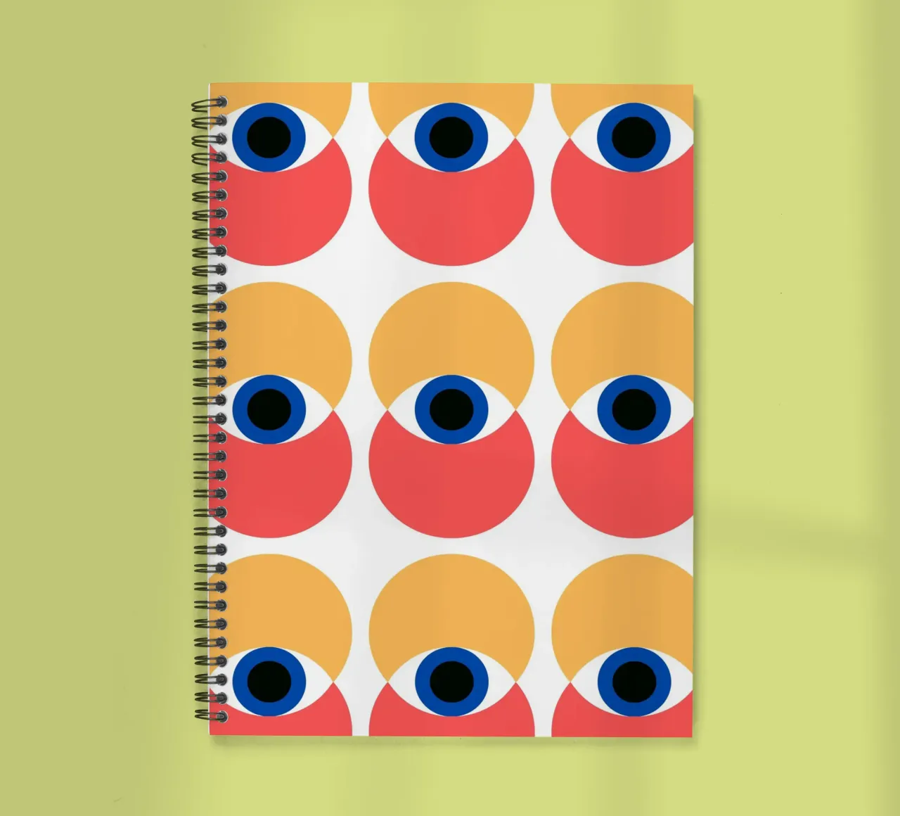 Bauhaus pattern - eyes and circles in bold colours spiral notebook by Casa Calm
