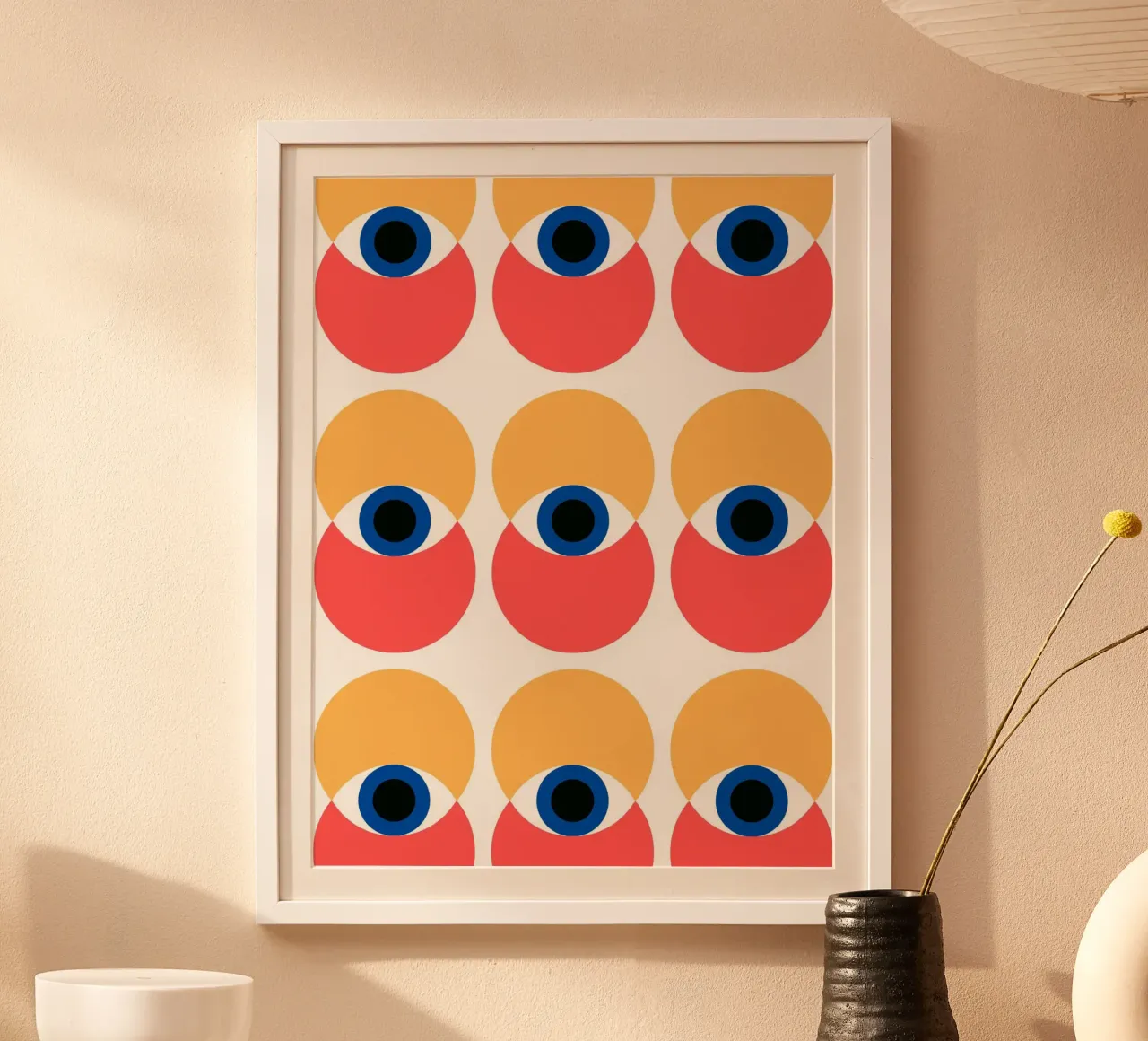 Bauhaus pattern - eyes and circles in bold colours hahnemühle by Casa Calm
