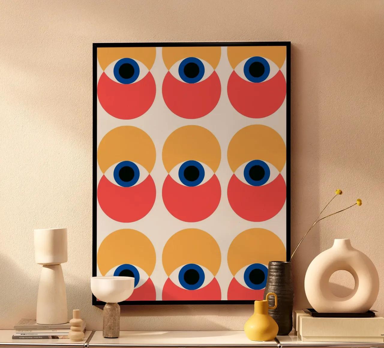 Bauhaus pattern - eyes and circles in bold colours hahnemühle by Casa Calm