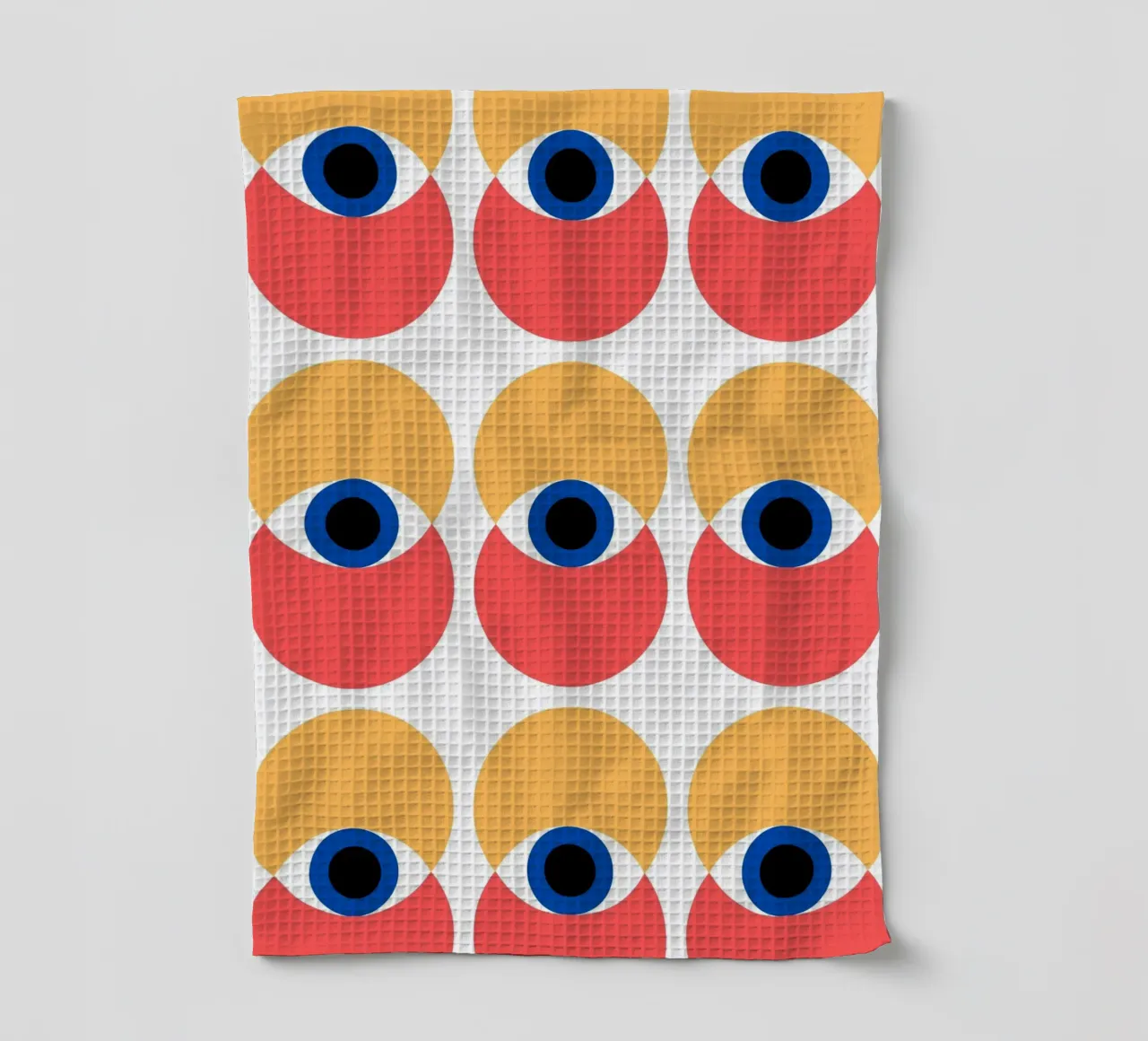 Bauhaus pattern - eyes and circles in bold colours tea towel by Casa Calm